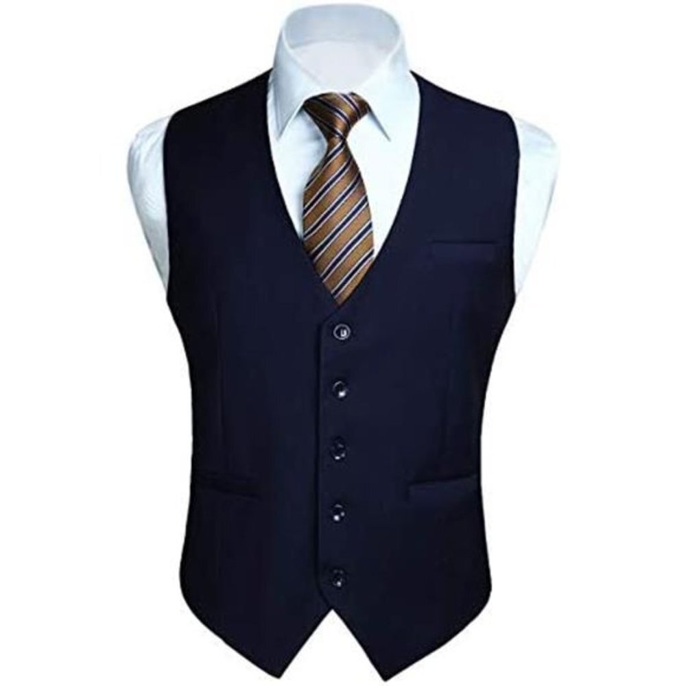 Men's Suit Formal Dress Waistcoat Vest with 3 Pockets -